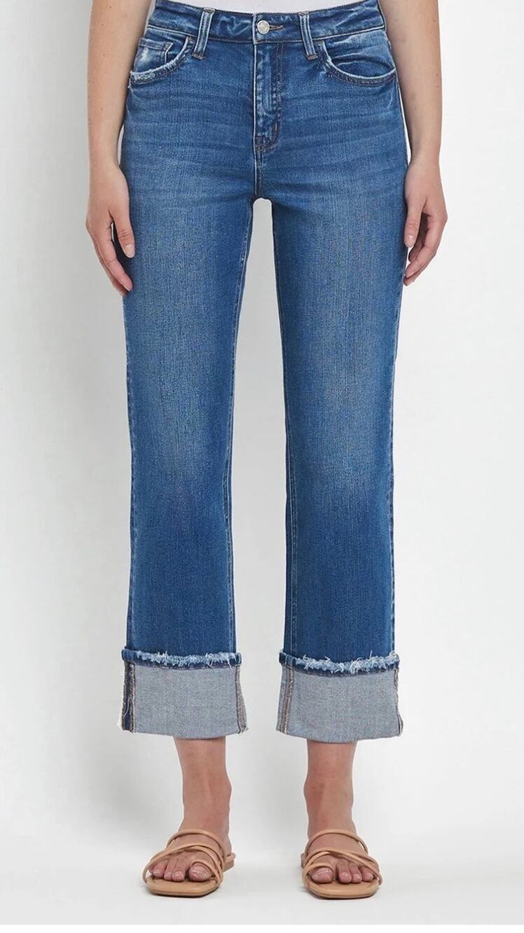 Vervet High-Rise Cuffed Straight Jeans